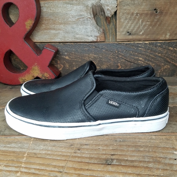 white faux leather vans